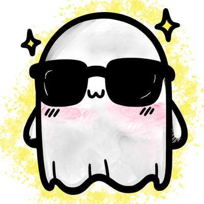cute big shy ghost with glasses
