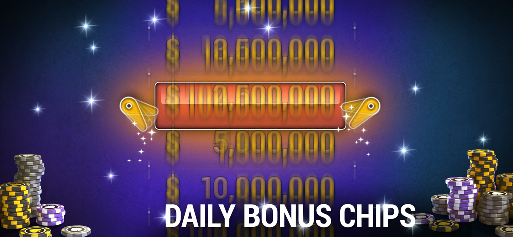 Daily bonus chips reward screen in Poker World Offline Poker