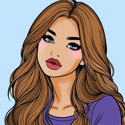 realistic girl with hair on her hair and lips