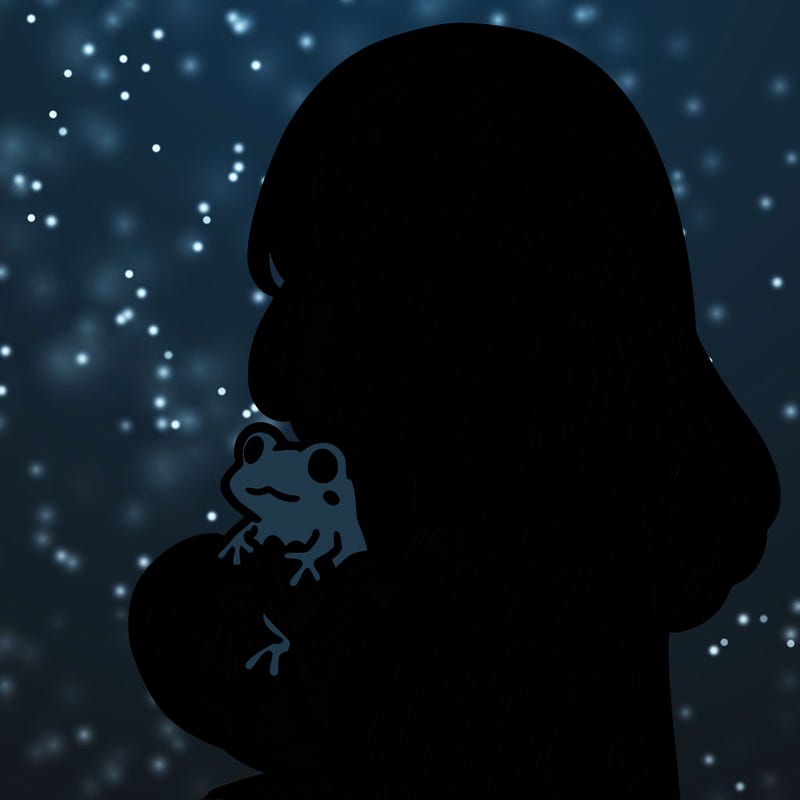 girl with long hair and a oversized shirt. and she is holding a frog