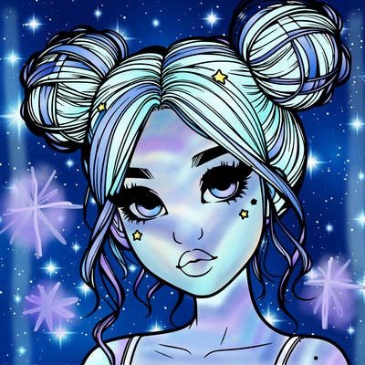 realistic girl with space buns