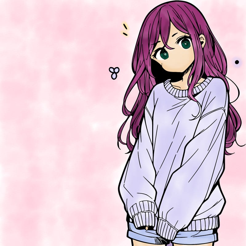 manga teen girl  in a sweater and baggy pants