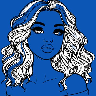 realistic girl with wavy hair and lips