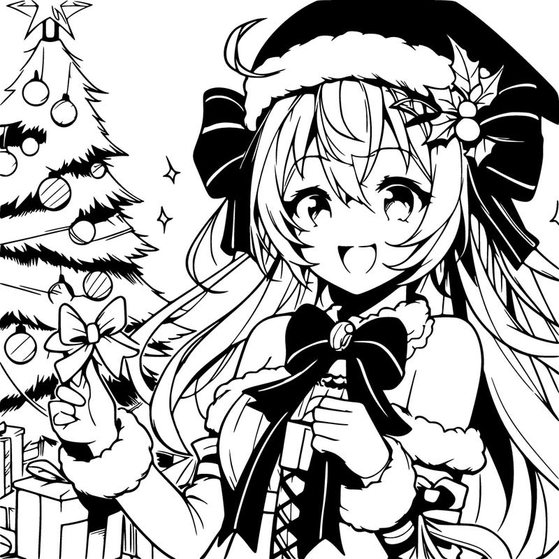 anime girl chistmas easy