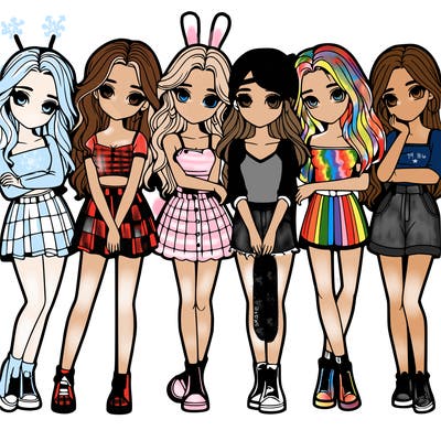 a group of girls realistic