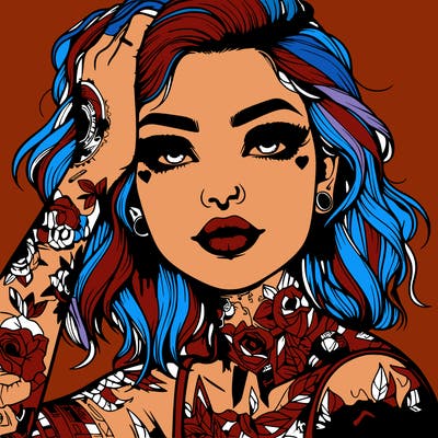 realistic girl with tattoos all over