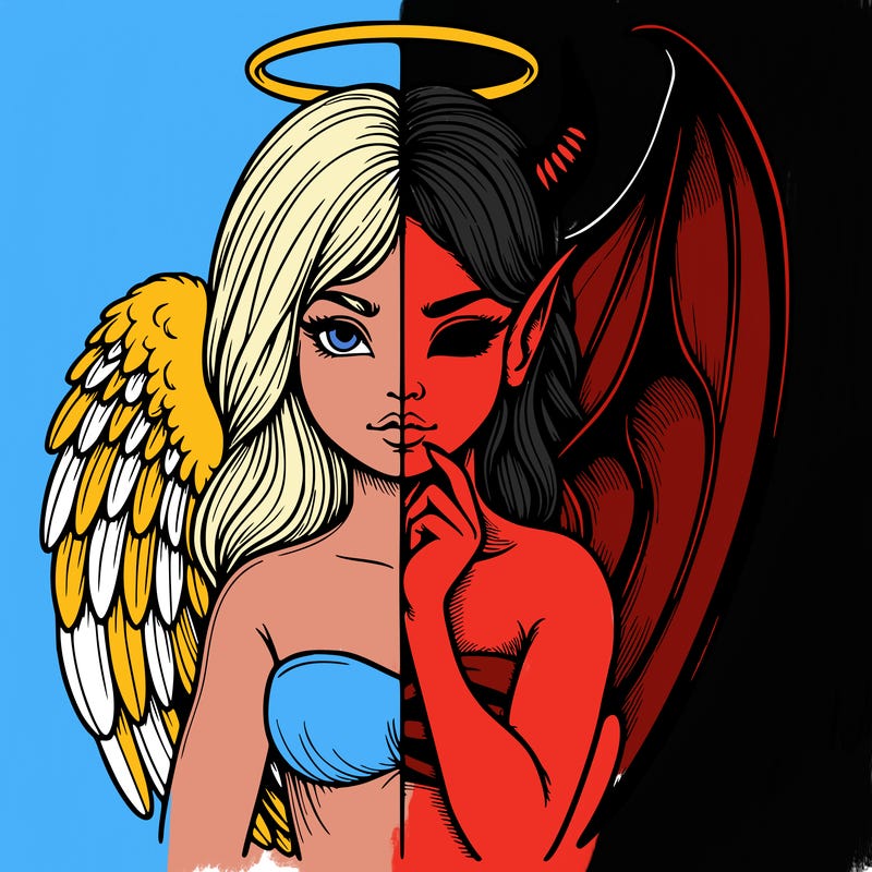 realistic angel half demon