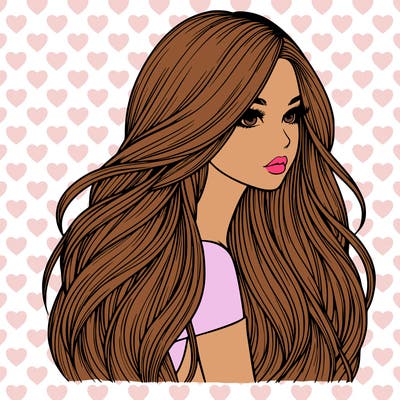 realistic girl with long realistic hair