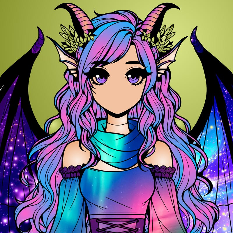 realistic girl with dragon wings horns and a tail