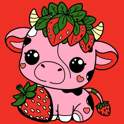 cute strawberry cow