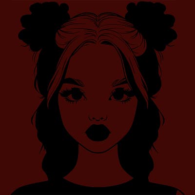 realistic girl with two buns in hair and lips