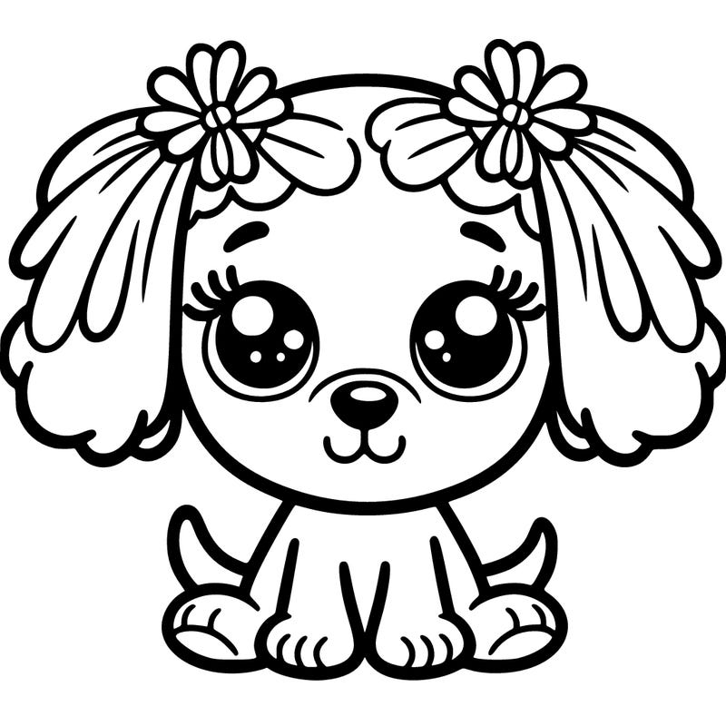 dog with pigtails