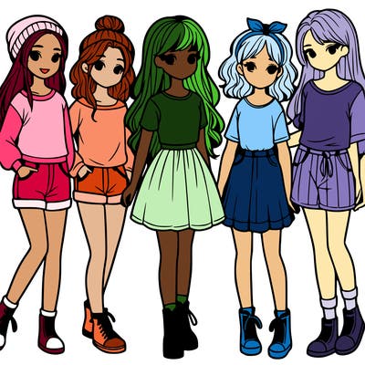 a group of five girls