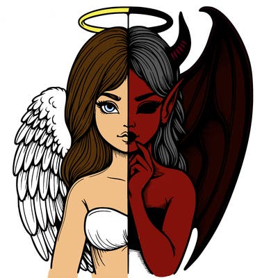 realistic angel half demon