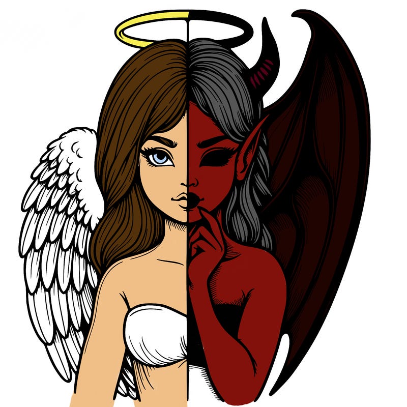 realistic angel half demon