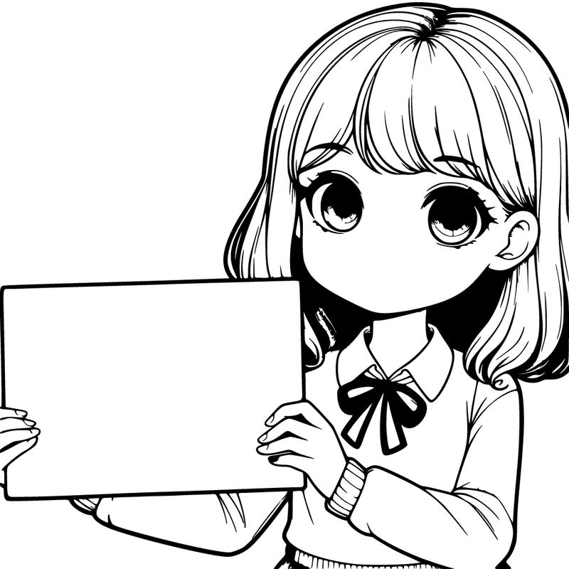 realistic girl holding a blank sign