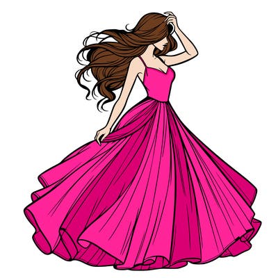 realistic woman with dress flowing in the wind