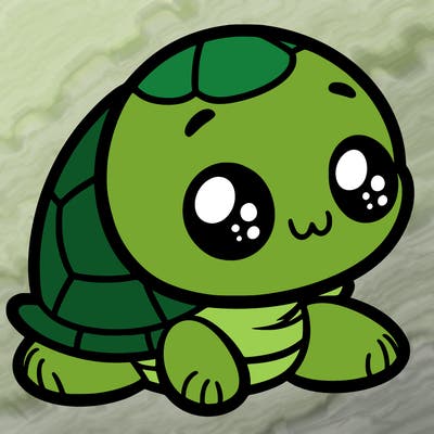 cute little animated turtle