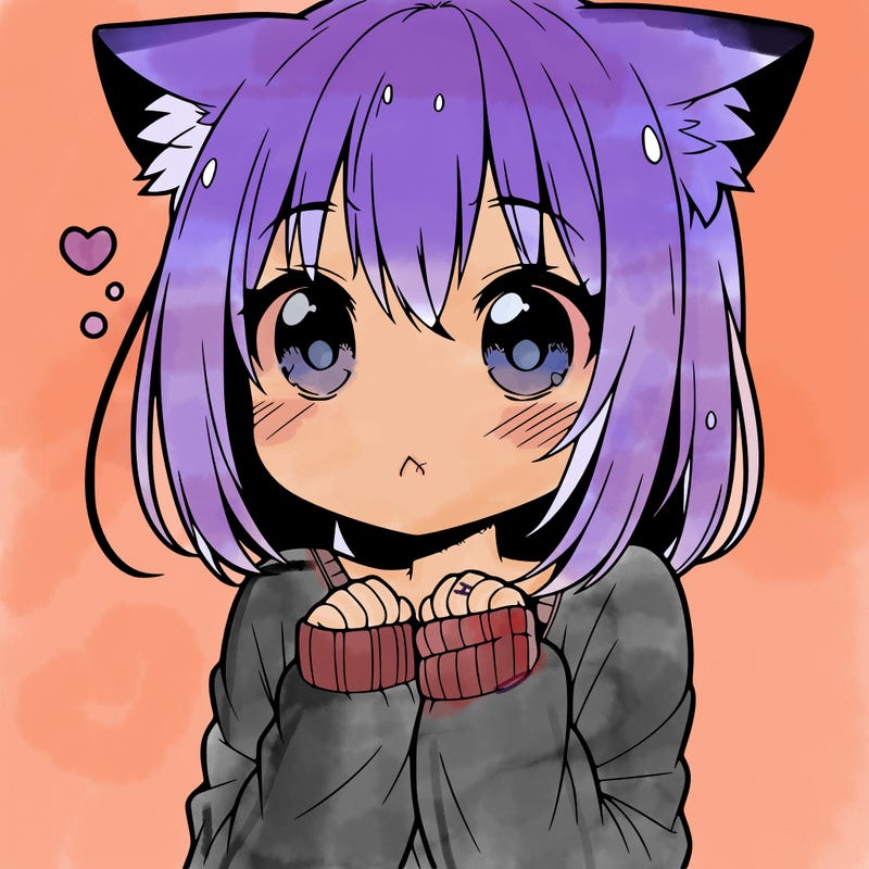 shy anime catgirl