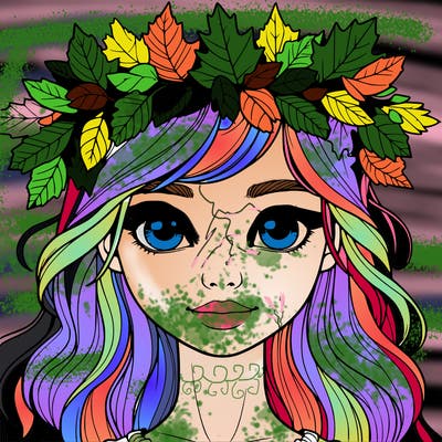 realistic girl with fall leaf crown