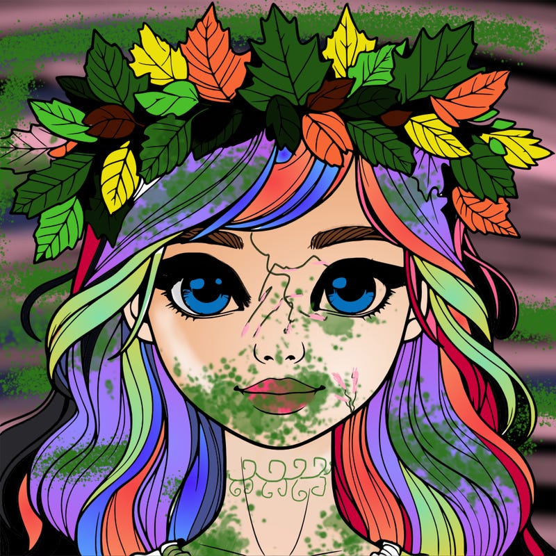 realistic girl with fall leaf crown