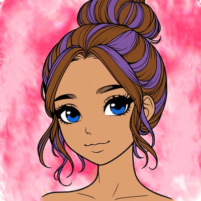 realistic pretty girl with hair in bun