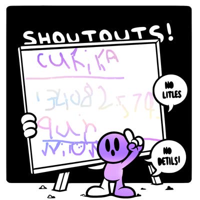 blank canvas that says above it shoutouts