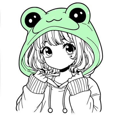 a cute teenage girl wearing a frog hoodie
