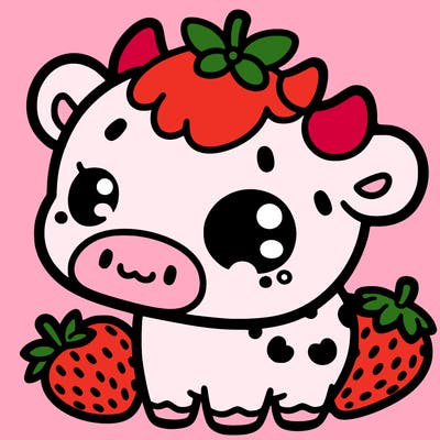 strawberry milk cow cute
