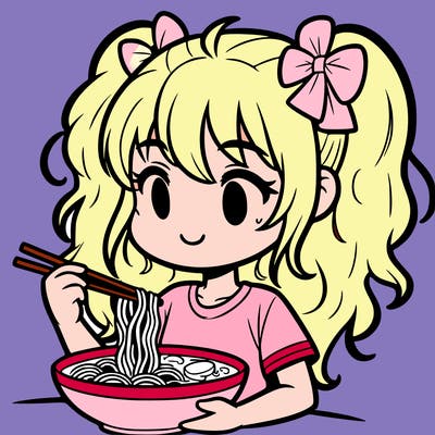a girl eating ramen