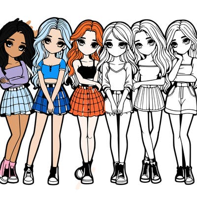 a group of girls realistic