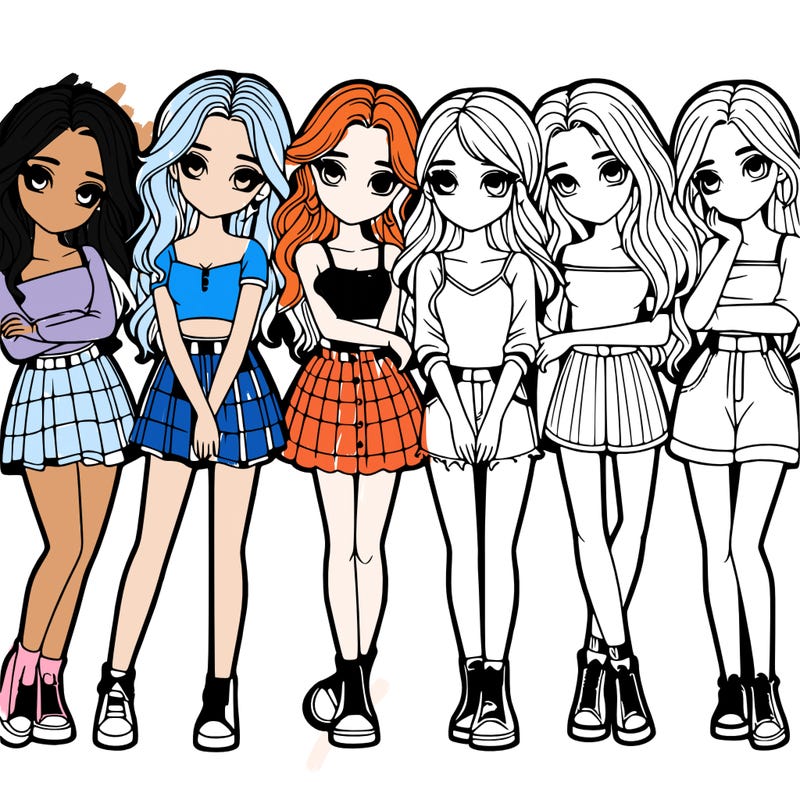 a group of girls realistic