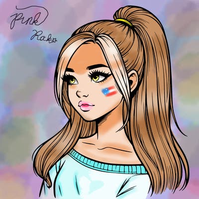 realistic girl with a high ponytail