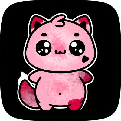 simple glowing chubby chibi cat