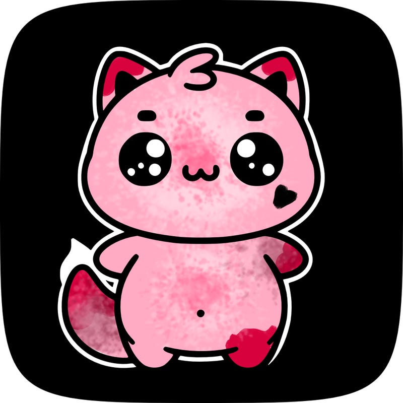 simple glowing chubby chibi cat