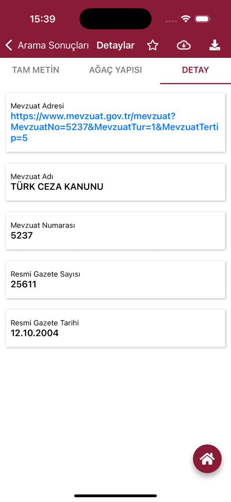 UYAP Mevzuat - UYAP Mevzuatアプリでのトルコ刑法に関する詳細な法規情報