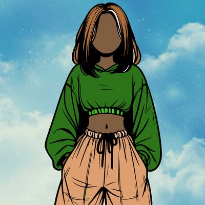 realistic girl faceless with baggy pants and a crop top