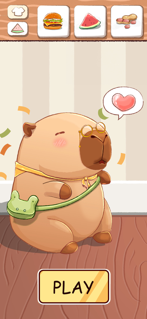Satisroom: Perfectly Organized - Una adorable capibara con gafas y un bolso de rana en la pantalla de juego del juego móvil Satisroom