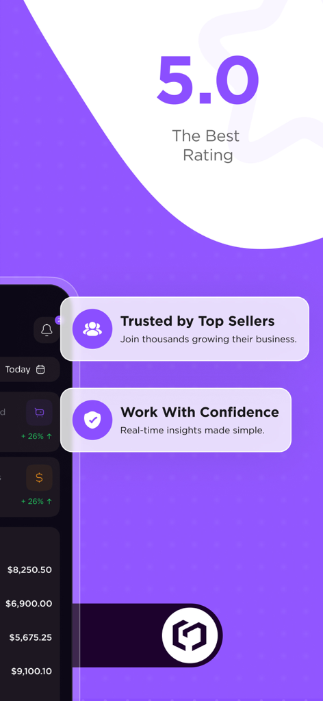 COD Partner - COD Partner app marketing screen showing a 5.0 rating and trust indicators for e-commerce sellers