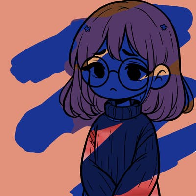 sad girl with glasses in a sweater
