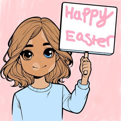 realistic girl holding up a sign