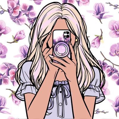 a realistic girl holding her phone taking pictures