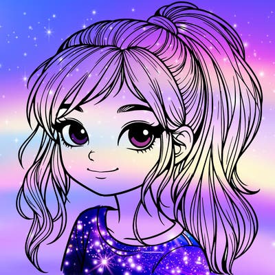 realistic girl with ponytail