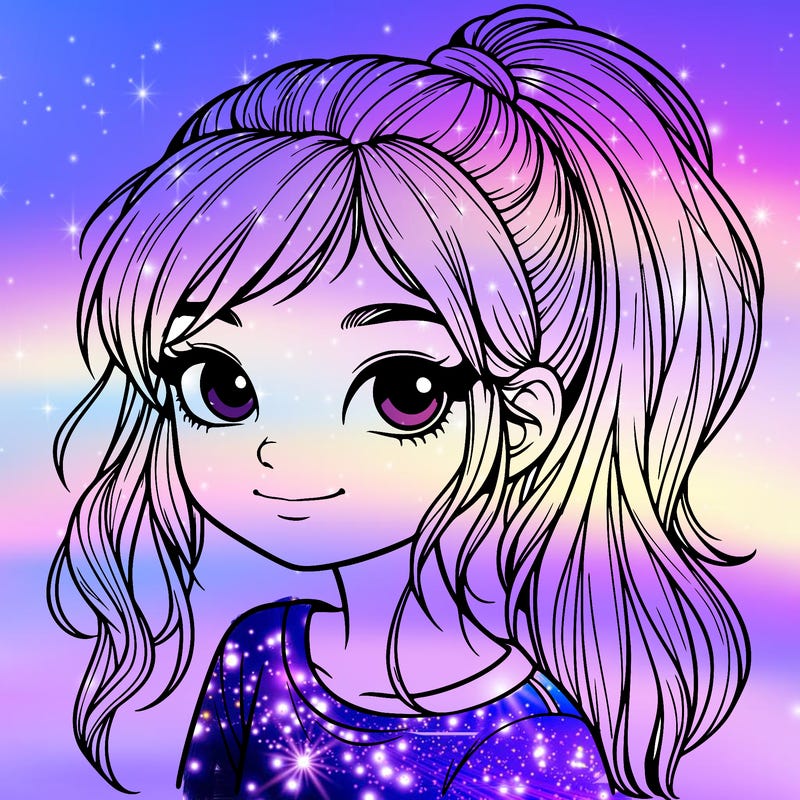 realistic girl with ponytail