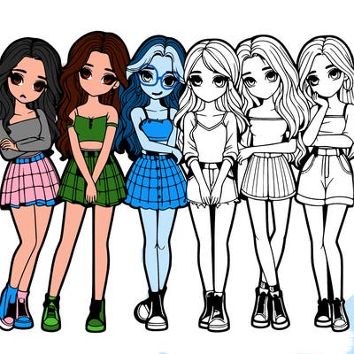 a group of girls realistic