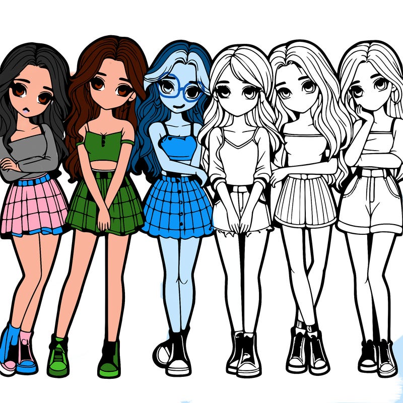 a group of girls realistic