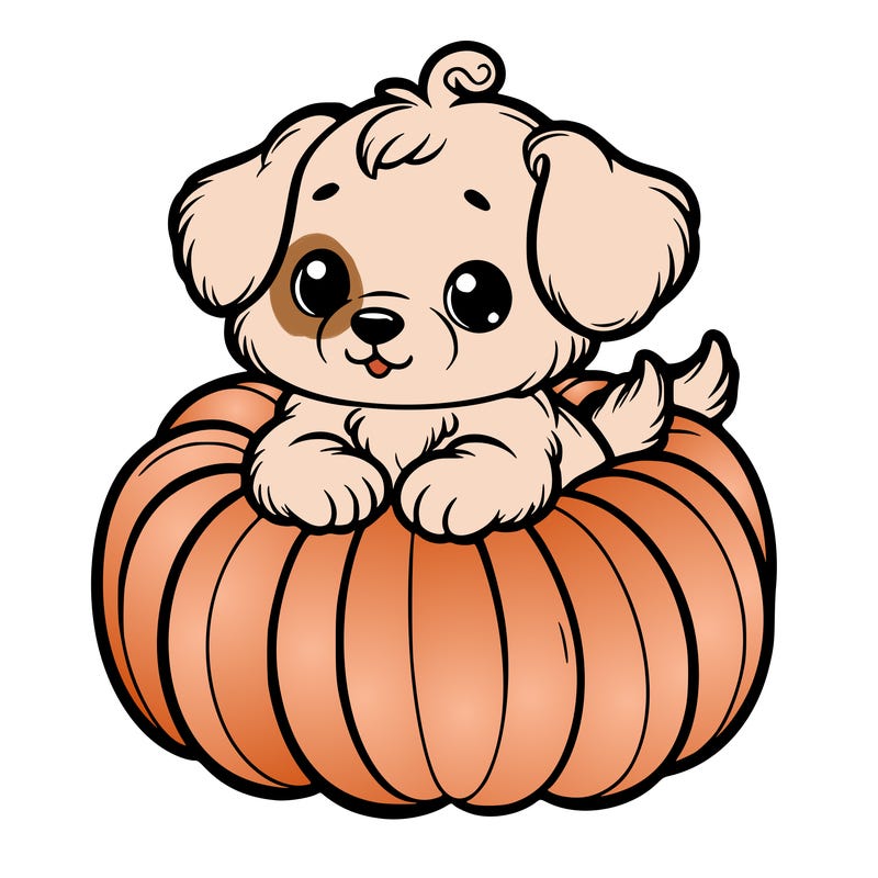 cute little puppy in a pumpkin