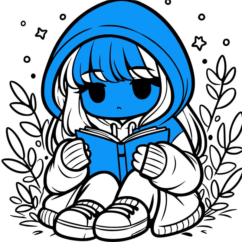 girl in oversized hoodie reading a book