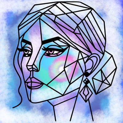 geometric art illustration of a woman's face