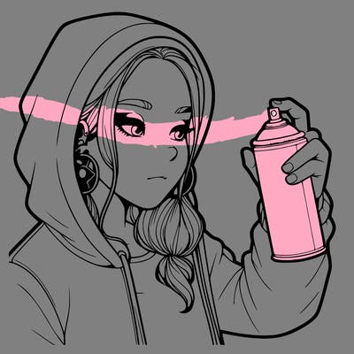a realistic girl, spray painting